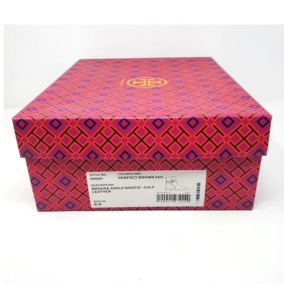 Tory Burch Brooke Ankle Bootie Boots Calf Leather Perfect Brown 52660 Size 6.5 M - Picture 11 of 11